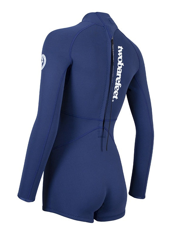 Two Bare Feet Arabella 2mm Superstretch Womens One Piece Shorts Suit (Navy)