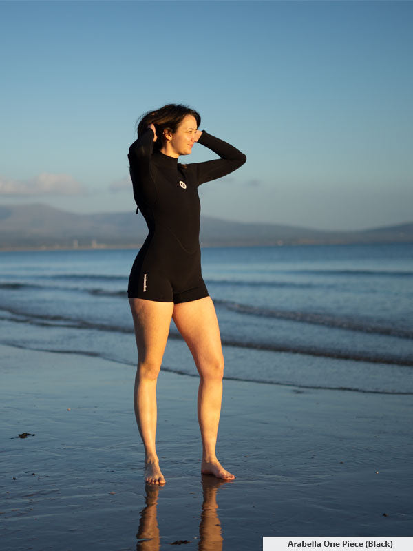 Two Bare Feet Arabella 2mm Superstretch Womens One Piece Shorts Suit (Black)