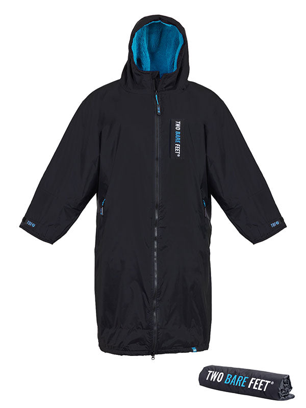 Two Bare Feet Kids Weatherproof Changing Robe with Changing Mat (Black/Blue)