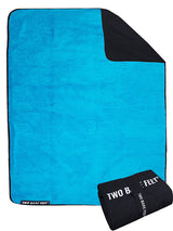 XL Sherpa Lined Waterproof Beach Travel Blanket (Black/Blue)