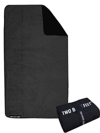 Sherpa Lined Waterproof Beach Travel Blanket (Black/Charcoal)