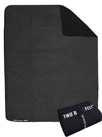 XL Sherpa Lined Waterproof Beach Travel Blanket (Black/Charcoal)