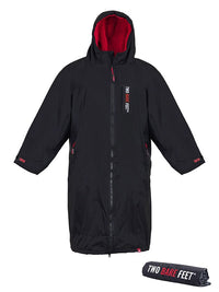 Two Bare Feet Kids Weatherproof Changing Robe with Changing Mat (Black/Red)