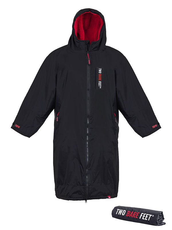Two Bare Feet Kids Weatherproof Changing Robe with Changing Mat (Black/Red)