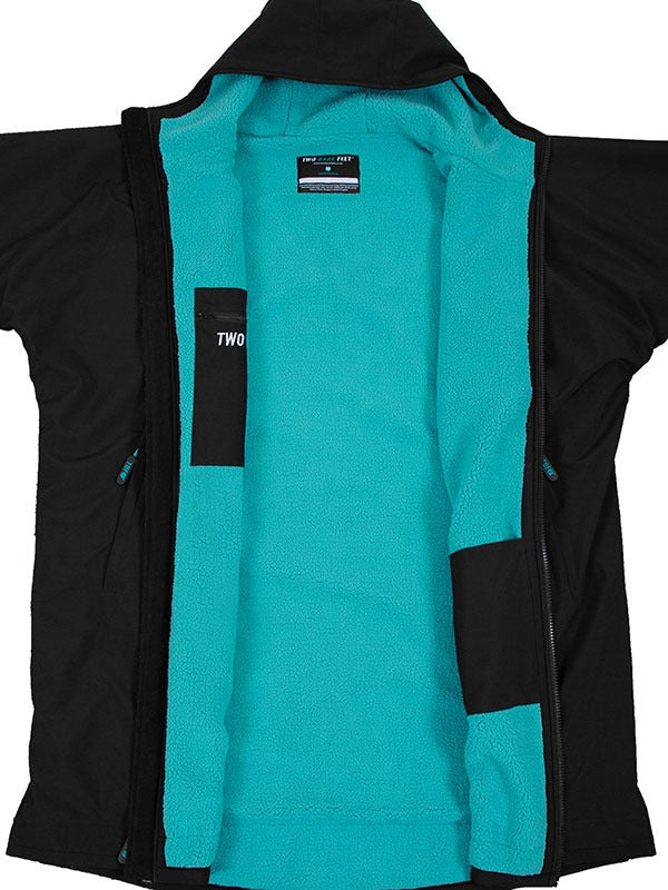Two Bare Feet Kids Weatherproof Changing Robe with Changing Mat (Black/Teal)