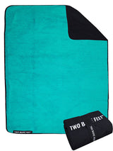 XL Sherpa Lined Waterproof Beach Travel Blanket (Black/Teal)