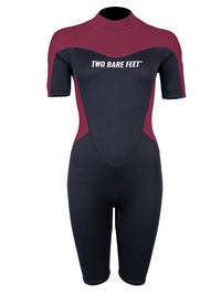 Two Bare Feet SupaFlex 3/2mm Womens Shorty Wetsuit (Burgundy/Black)