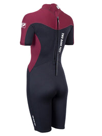 Two Bare Feet SupaFlex 3/2mm Womens Shorty Wetsuit (Burgundy/Black)