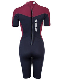 Two Bare Feet SupaFlex 3/2mm Womens Shorty Wetsuit (Burgundy/Black)