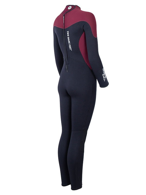 Two Bare Feet SupaFlex 4/3mm Womens Winter Wetsuit (Black/Burgundy)