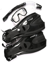Pro Dive Series Silicone Mask, Dry Top Snorkel & F70 Fins 3 Piece Set 1 (Black)