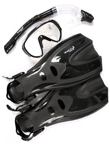 Pro Dive Series Silicone Mask, Dry Top Snorkel & F70 Fins 3 Piece Set 2 (Black)