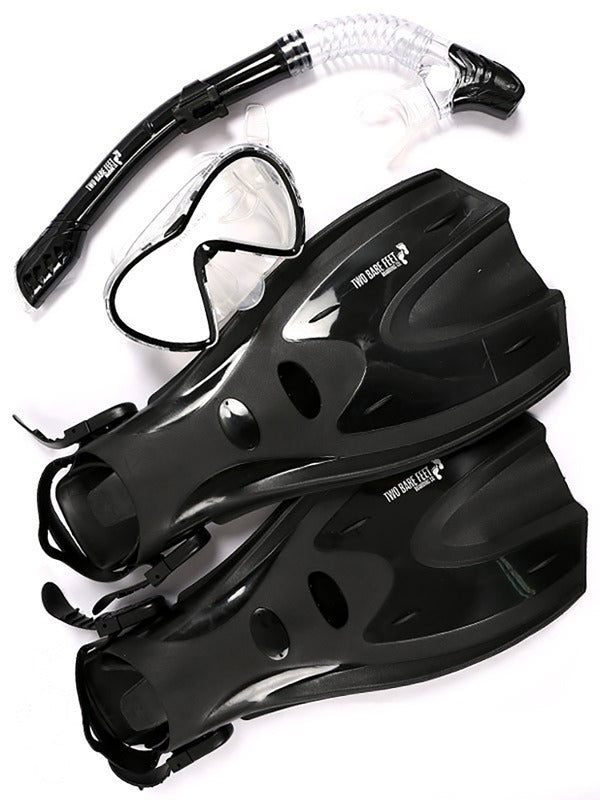 Pro Dive Series Silicone Mask, Dry Top Snorkel & F70 Fins 3 Piece Set 3 (Black)