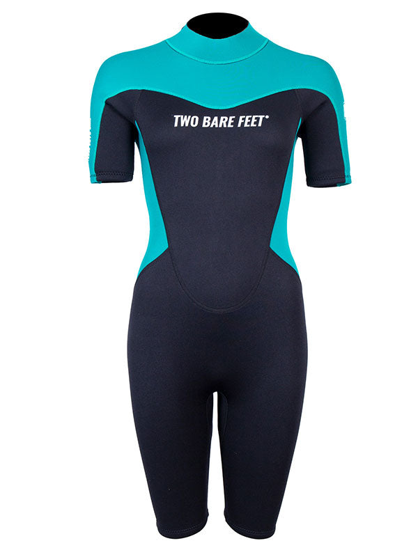 Two Bare Feet SupaFlex 3/2mm Womens Shorty Wetsuit (Teal/Black)