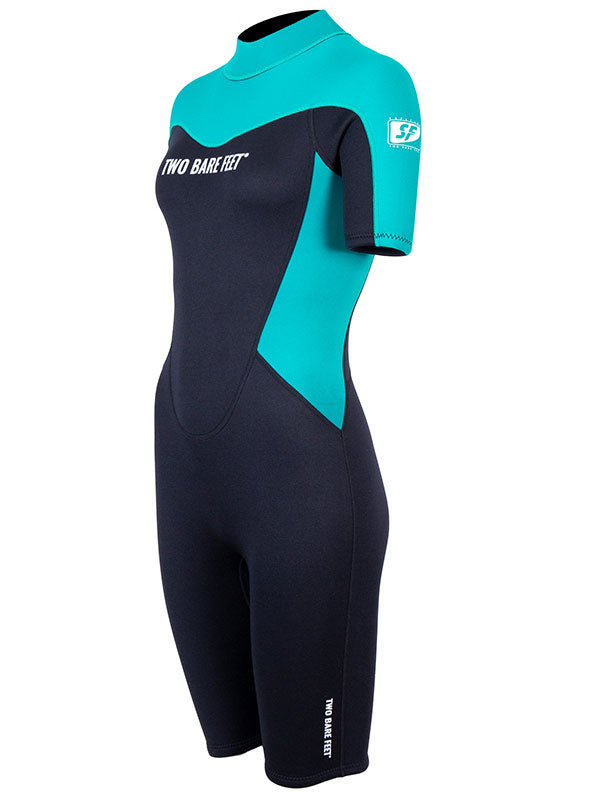 Two Bare Feet SupaFlex 3/2mm Womens Shorty Wetsuit (Teal/Black)