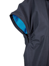 Kids Waterproof Hooded Sleeveless Poncho Changing Robe (Black/Blue)