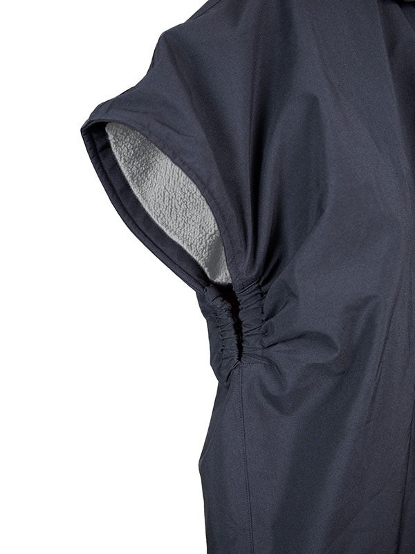 Kids Waterproof Hooded Sleeveless Poncho Changing Robe (Black/Grey)