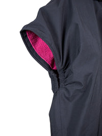 Waterproof Hooded Sleeveless Poncho Changing Robe (Black/Raspberry)
