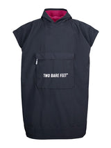 Kids Waterproof Hooded Sleeveless Poncho Changing Robe (Black/Raspberry)