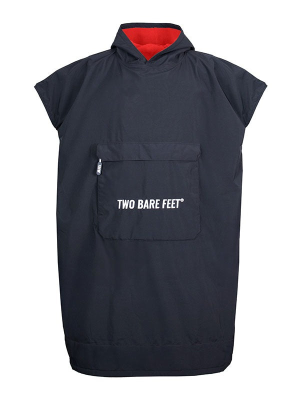 Waterproof Hooded Sleeveless Poncho Changing Robe (Black/Red)