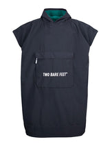 Kids Waterproof Hooded Sleeveless Poncho Changing Robe (Black/Sea Green)
