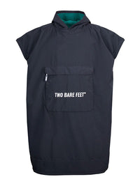 Kids Waterproof Hooded Sleeveless Poncho Changing Robe (Black/Sea Green)
