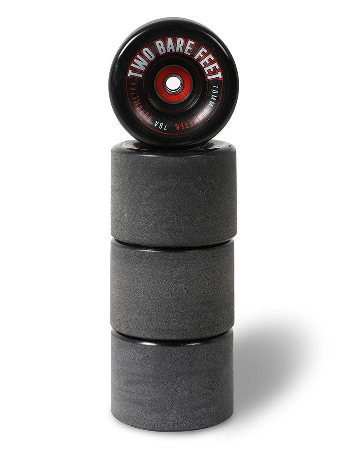Sessions 78A Longboard Skateboard Wheels (70mm Black) with Two Bare Feet Pro Series 7 Bearings