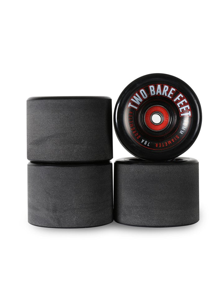 Sessions 78A Longboard Skateboard Wheels (70mm Black) with Two Bare Feet Pro Series 7 Bearings
