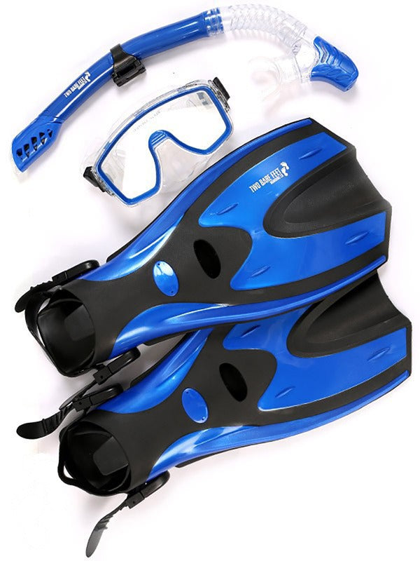 Pro Dive Series Silicone Mask, Dry Top Snorkel & F70 Fins 3 Piece Set 1 (Blue)