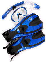 Pro Dive Series Silicone Mask, Dry Top Snorkel & F70 Fins 3 Piece Set 2 (Blue)