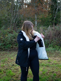Womens Sherpa Lined Waterproof Jacket (Black/Cream)