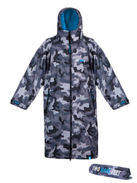 Two Bare Feet Kids Weatherproof Changing Robe with Changing Mat (Camo/Blue)