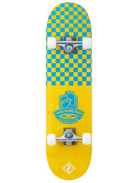 TBF Boarding Co Complete Double Kick Skateboard Checkmate (Yellow / Blue)
