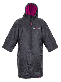 Two Bare Feet Classic Print Weatherproof Changing Robe (Black/Raspberry)