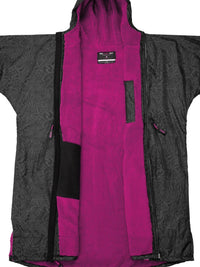 Two Bare Feet Classic Print Weatherproof Changing Robe (Black/Raspberry)