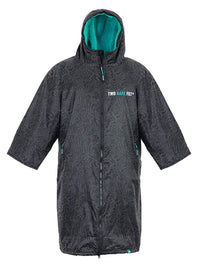 Two Bare Feet Classic Print Weatherproof Changing Robe (Black/Teal)