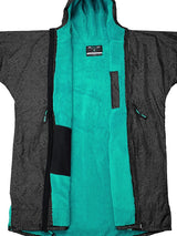 Two Bare Feet Classic Print Weatherproof Changing Robe (Black/Teal)