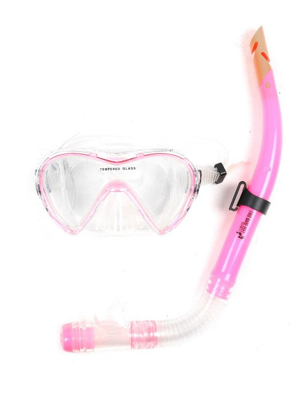 Two Bare Feet Adult Mask Set 3 & Silicone Snorkel SN52 (Light Pink)