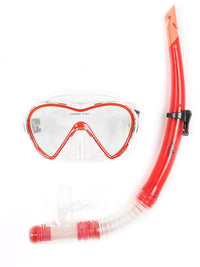 Two Bare Feet Adult Mask Set 3 & Silicone Snorkel SN52 (Red)