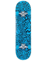 TBF Classic Pattern Complete Double Kick Skateboard (Black/Blue)