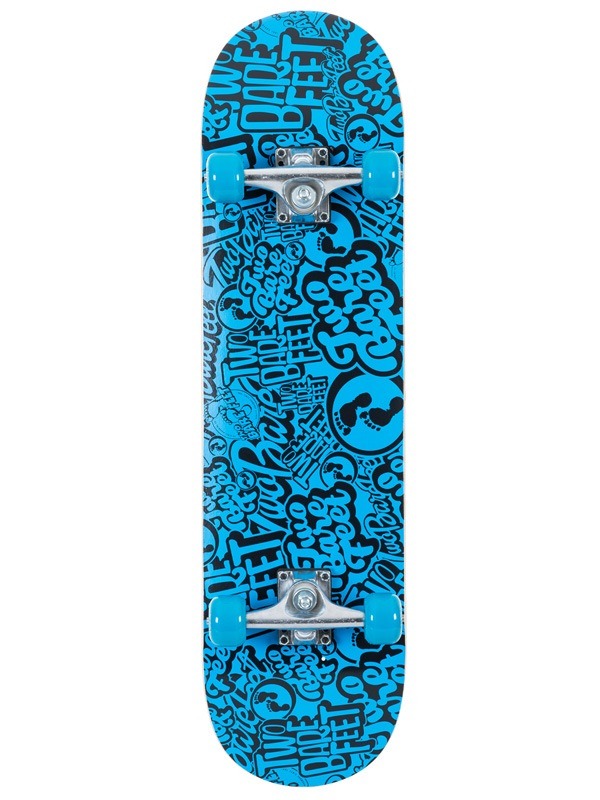 TBF Classic Pattern Complete Double Kick Skateboard (Black/Blue)