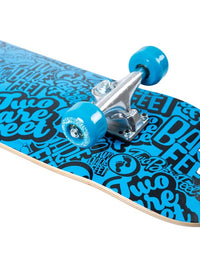 TBF Classic Pattern Complete Double Kick Skateboard (Black/Blue)