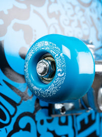 TBF Classic Pattern Complete Double Kick Skateboard (Black/Blue)
