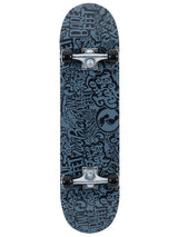 TBF Classic Pattern Complete Double Kick Skateboard (Black/Grey)