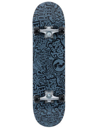 TBF Classic Pattern Complete Double Kick Skateboard (Black/Grey)