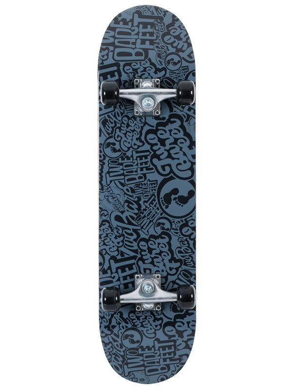 TBF Classic Pattern Complete Double Kick Skateboard (Black/Grey)
