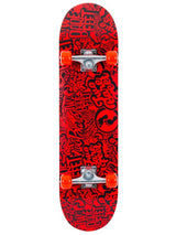 TBF Classic Pattern Complete Double Kick Skateboard (Black/Red)