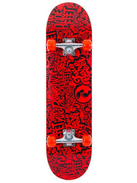 TBF Classic Pattern Complete Double Kick Skateboard (Black/Red)