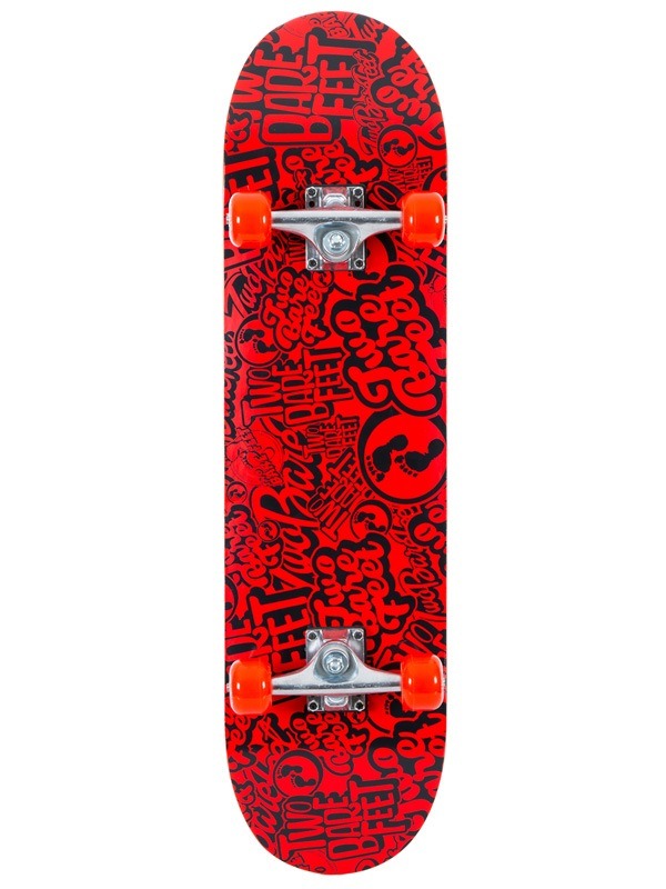 TBF Classic Pattern Complete Double Kick Skateboard (Black/Red)