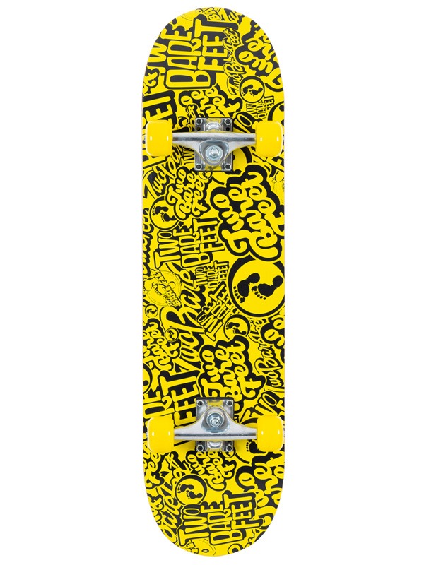 TBF Classic Pattern Complete Double Kick Skateboard (Black/Yellow)